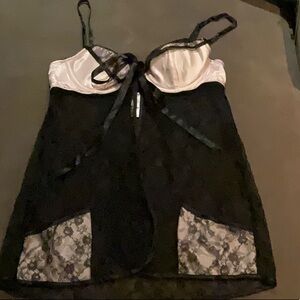 Elegant Black and White Lace Chemise